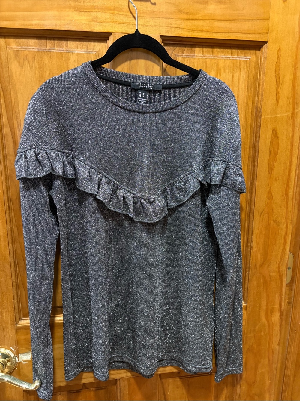 Streetwear Society Metallic Black Ribbed Top